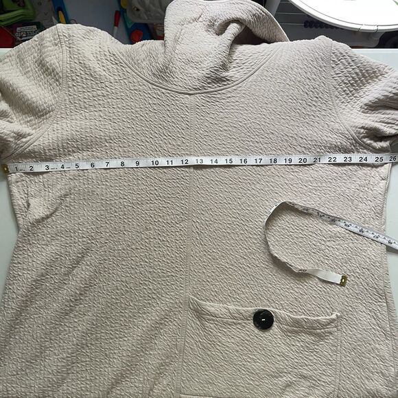 Soft Surroundings Cowl Neck Tunic 3X Beige Textured Lagenlook Pocket Boho Casual - Picture 9 of 13